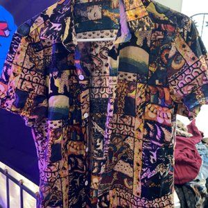 Graphic button up tee